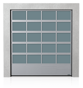 Porte de garage industrielle sectionnelle en aluminium avec panneau inférieur en acier G, V, N, W