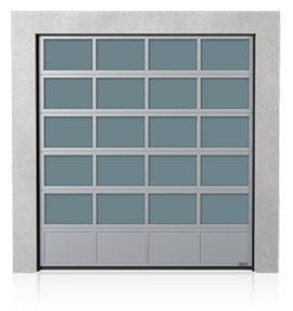 Porte de garage industrielle sectionnelle en aluminium avec panneau inférieur en aluminium plein